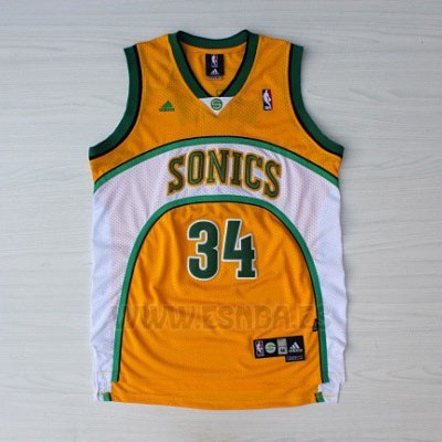 Camiseta Historic Seattle SuperSonics Ray Allen #34 Amarillo